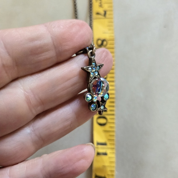 Kirks Folly Necklace Crystals Star Multicolor Dangly Sparkly Statement Blue Fest - Picture 11 of 12